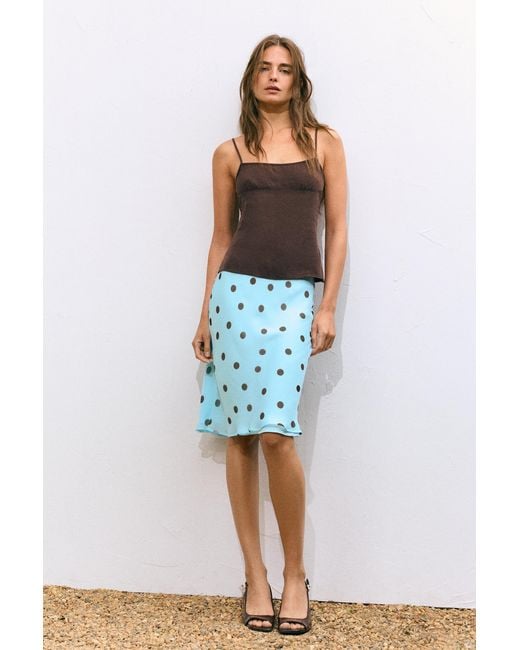 Pull&Bear Rechte Rok Met Stippen in het Green