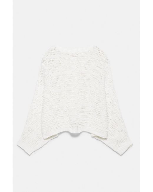 Pull&Bear White Oversize Cutwork Knit Cardigan