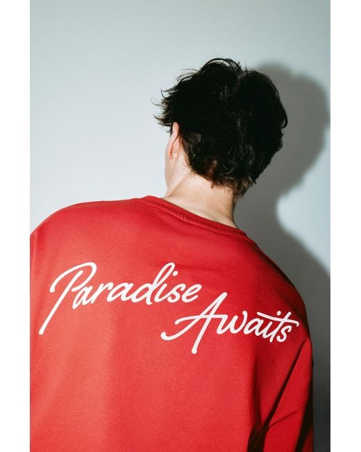 Pull&Bear Red One Piece Relaxed Fit T-Shirt for men