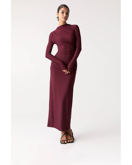 Pull&Bear Red Midikleid Mit Raffungen