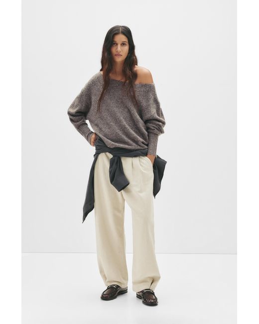 Pull&Bear Brown Asymmetric Soft Knit Sweater