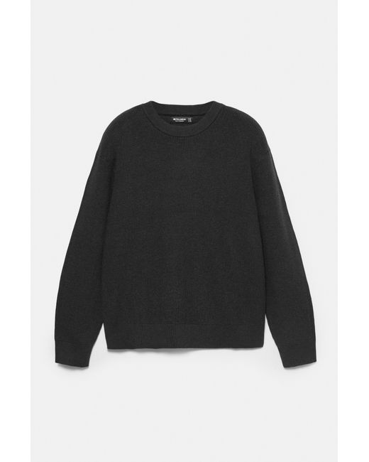 Pull&Bear Black Round Neck Jumper for men