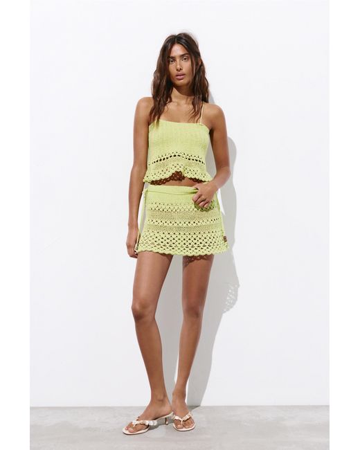 Pull&Bear Green Crochet Strappy Top