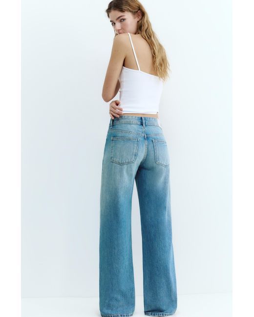 Pull&Bear Blue Low-Rise Straight-Leg Jeans