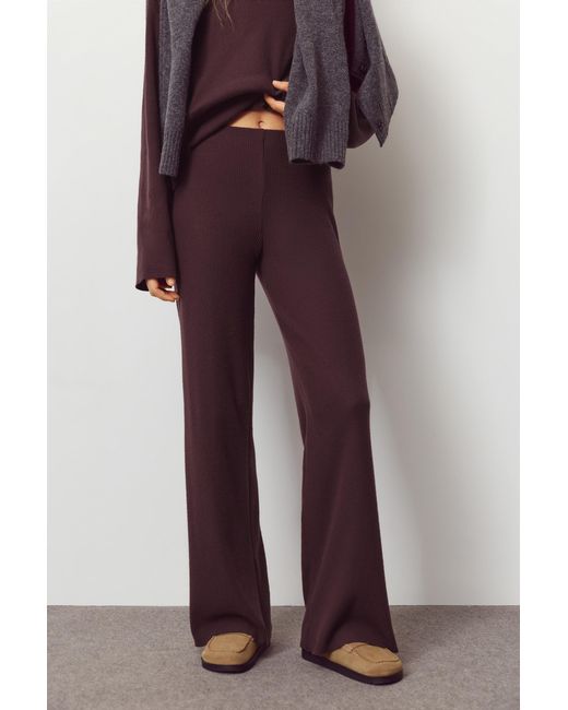 Pull&Bear Straight Soft Touch Broek in het Purple