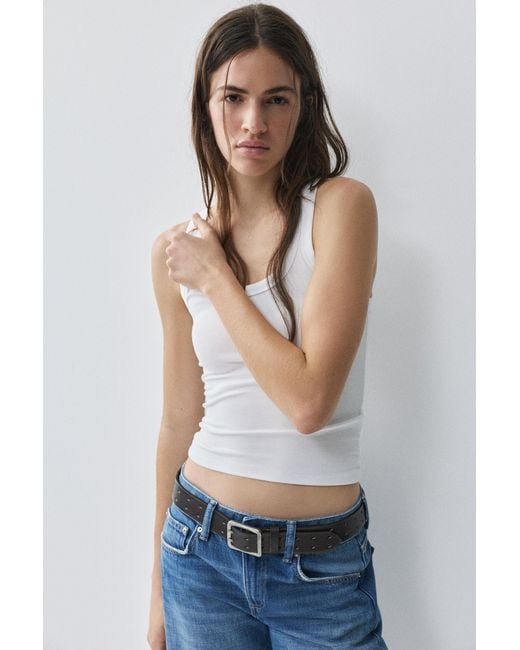 Pull&Bear White Basic Tank Top