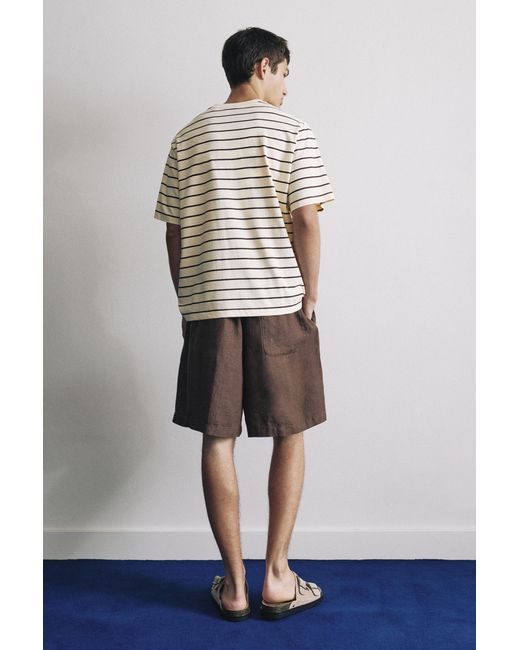 Pull&Bear Natural Striped Slogan T-Shirt for men