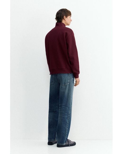 Pull&Bear Sweater Met Ritskraag in het Red voor heren