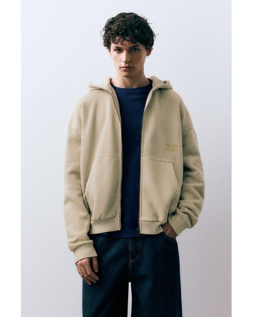 Pull&Bear Blue Sun Zip Hoodie for men