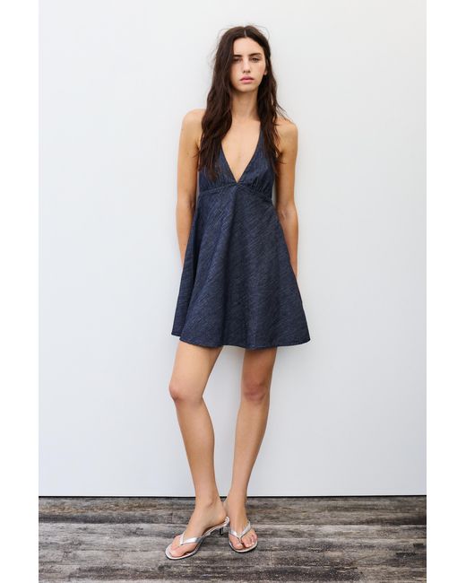 Pull&Bear Blue Short Denim Halter Dress