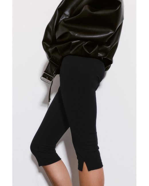 Pull&Bear Black Capris With Split Hems