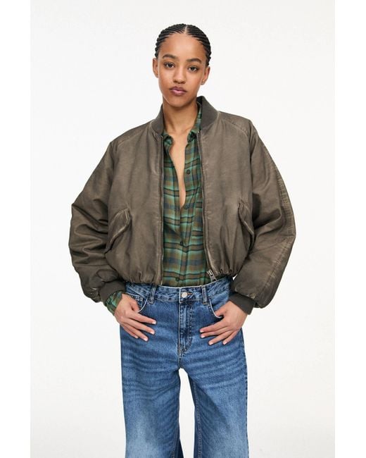 Pull&Bear Green Quilted Bomber Jacket