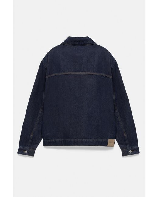 Pull&Bear Black Denim Jacket With Pockets for men