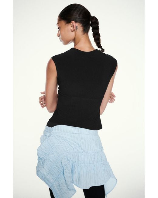 Pull&Bear Blue Gathered Tie-Neck Top