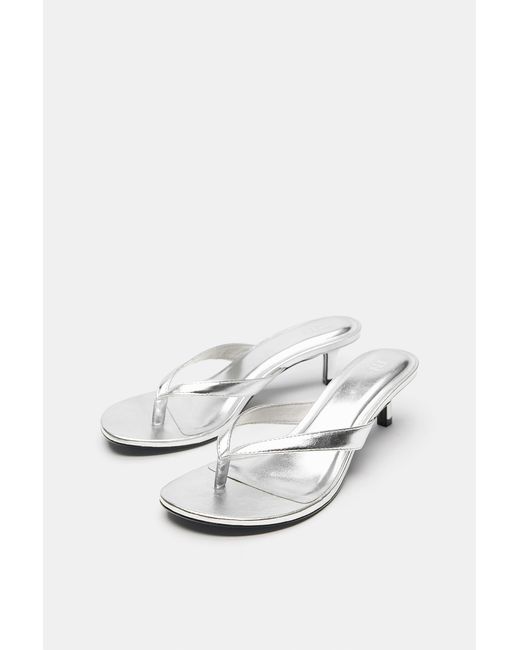 Pull&Bear Blue Metallic Heeled Sandals