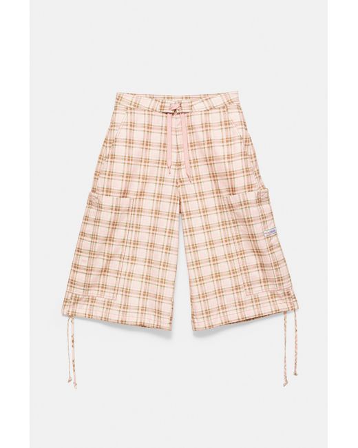 Pull&Bear Pink Pleasures X Stwd Check Cargo Bermuda Shorts