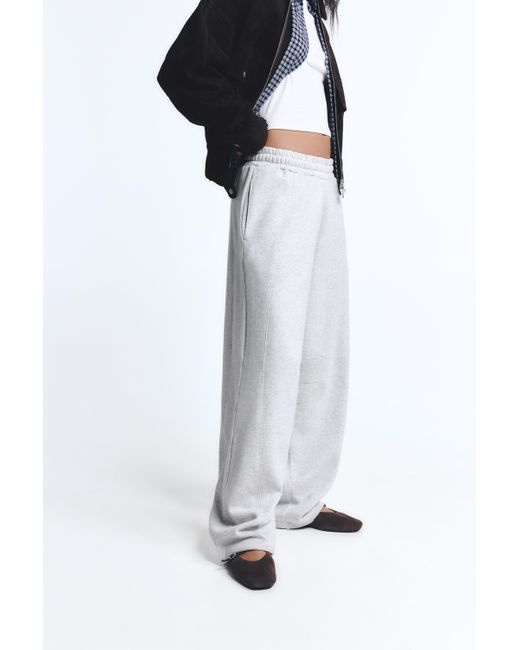 Pull&Bear White Barrel Fit Tracksuit Trousers