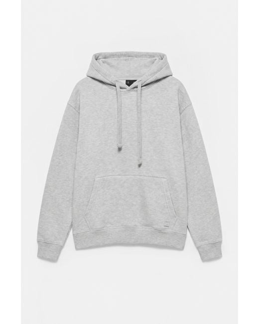 Pull&Bear Gray Basic Hooded Sweatshirt for men