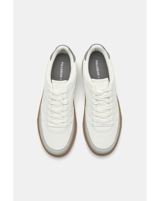 Pull&Bear White Casual Trainers With Detail for men