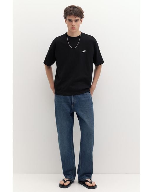 Pull&Bear Black Stwd Logo Boxy T-Shirt for men