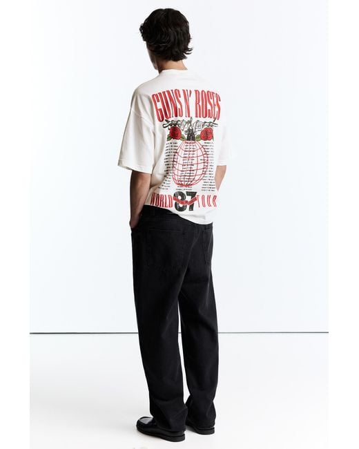 Pull&Bear White Guns N' Roses T-Shirt for men