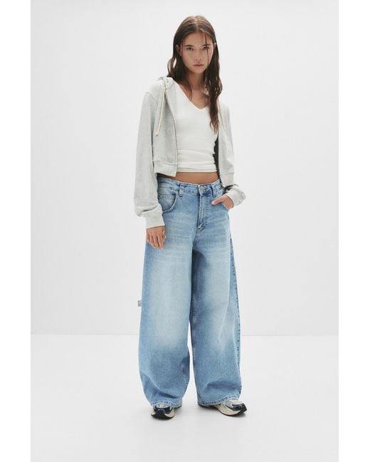 Pull&Bear Blue Super Baggy Carpenter Jeans