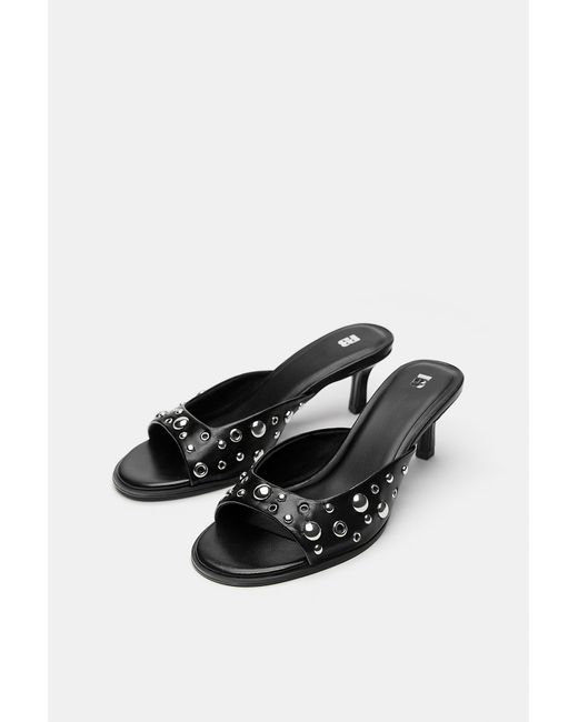 Pull&Bear Blue Studded Mule Heel Sandals