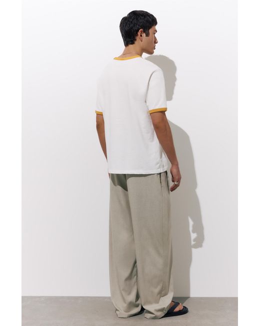 Pull&Bear Natural Tailored Darted Trousers for men