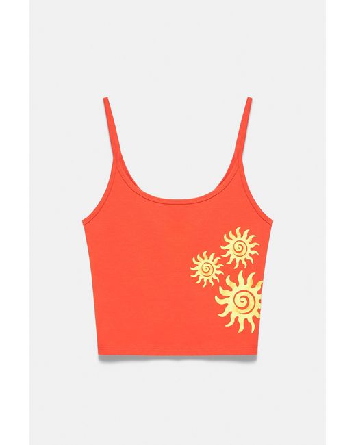 Pull&Bear Red Sun Graphic Top