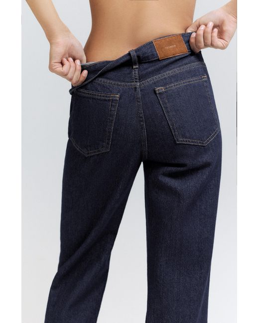 Pull&Bear Blue Straight-Leg Jeans With Crossover Waistband