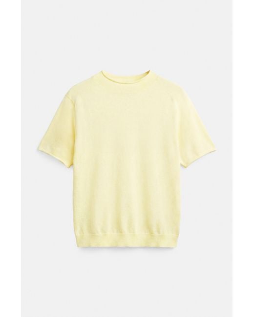 Pull&Bear Yellow Fitted Short Sleeve Jumper