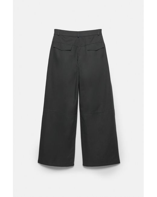 Pull&Bear Black Double-Dart Wide-Leg Trousers