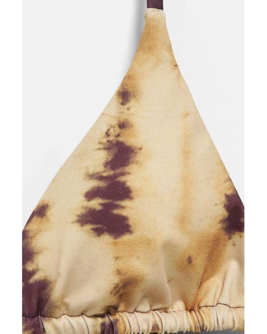 Pull&Bear Gray Triangle Tie-Dye Bikini Top
