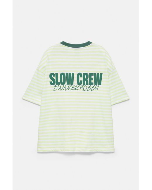 Pull&Bear Gray Stwd Boxy Striped T-Shirt for men