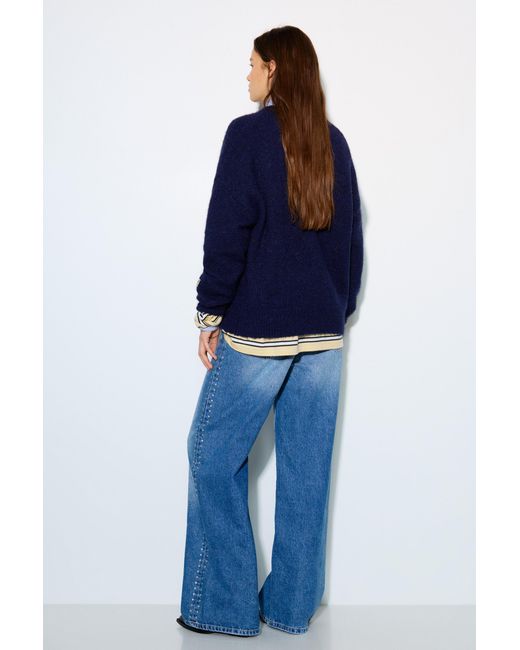Pull&Bear Blue Basic Round Neck Jumper