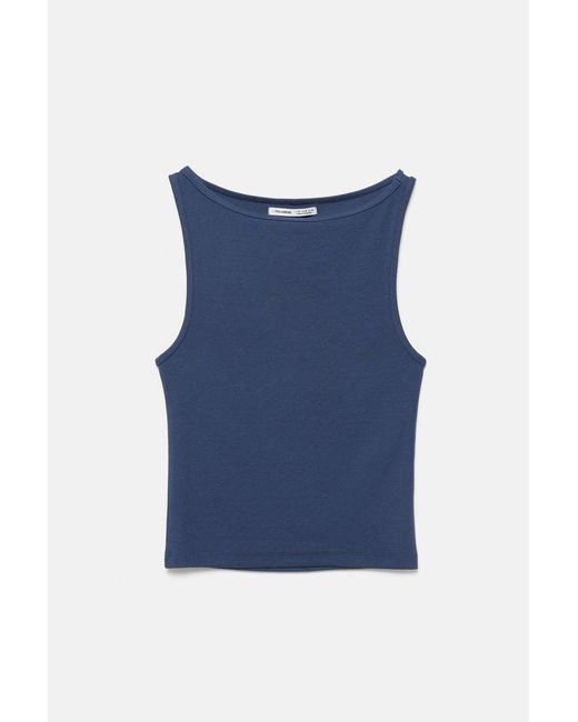 Pull&Bear Tanktop Met Boothals in het Blue