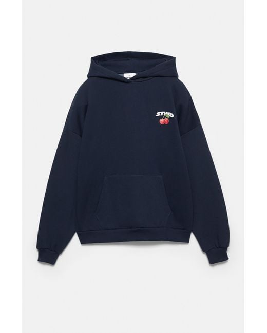 Pull&Bear Blue Stwd Cherry Hoodie