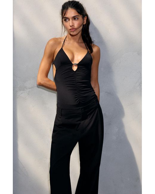 Pull&Bear Blue Gathered Halter Bodysuit