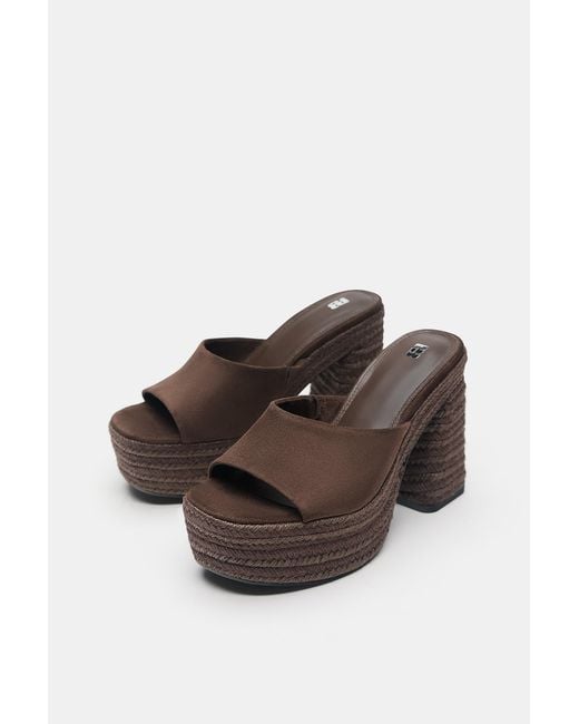 Pull&Bear Blue Jute Platform Clogs
