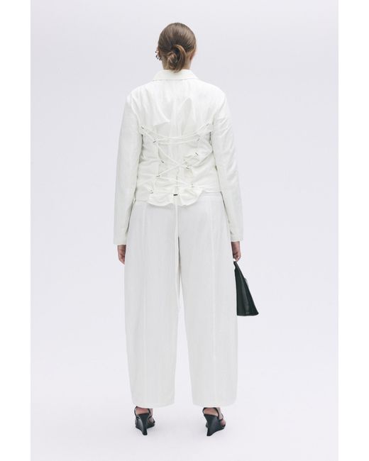 Pull&Bear White Karoline Vitto Tie-Detail Fitted Jacket