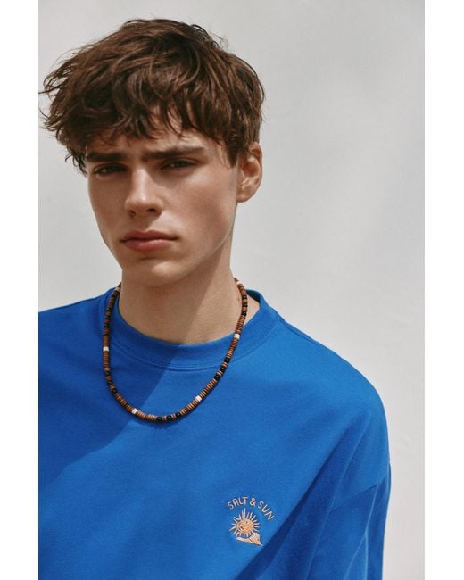 Pull&Bear Blue Ibiza Salt & Sun Boxy T-Shirt for men