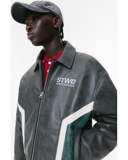 Pull&Bear Black Stwd Boxy Leather Effect Jacket for men