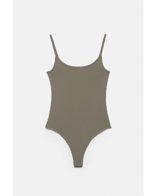Pull&Bear Blue Polyamide Bodysuit With Thin Straps