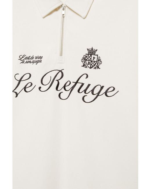 Polo Interlock Graphique Zippé Pull&Bear pour homme en coloris White