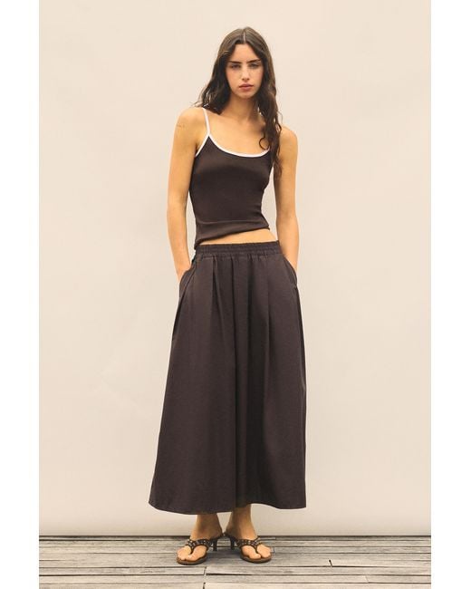 Pull&Bear Brown Long Poplin Skirt