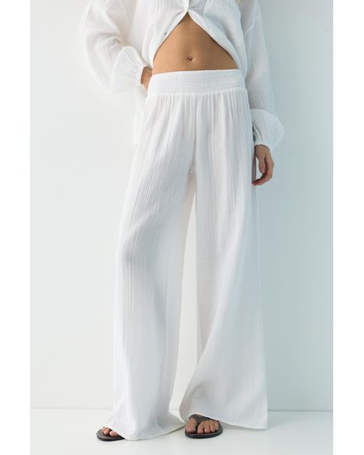 Pull&Bear Blue Flowing Chiffon Effect Trousers