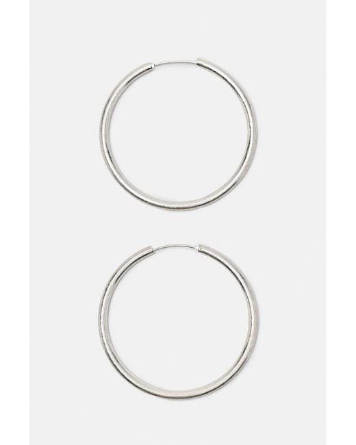 Pull&Bear White Basic Hoop Earrings