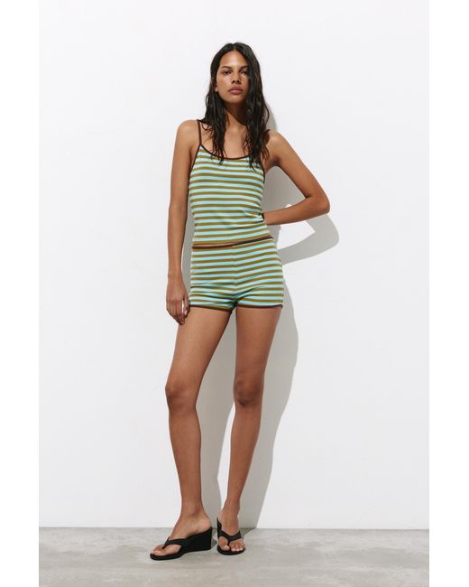 Pull&Bear Green Striped Strappy Top