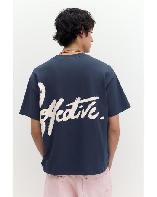 Pull&Bear Blue Stwd Graffiti T-Shirt for men
