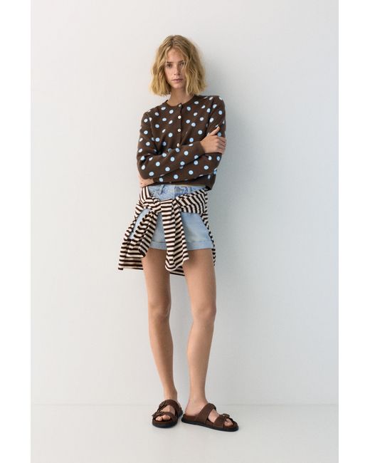 Pull&Bear Blue Polka Dot Cardigan